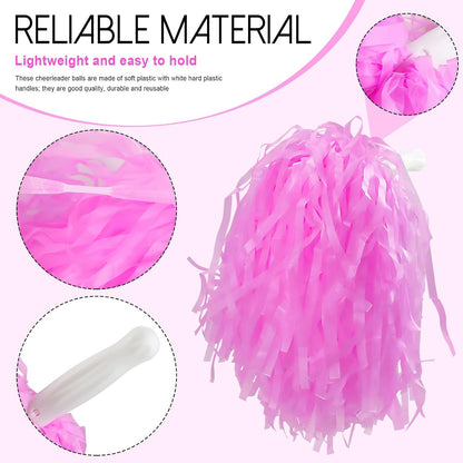 12 Pcs Cheerleading Pom Poms, Cheer Pompoms Bulk with Metallic Foil Handle, Lightweight for Cheerleading, Sports Games, Party Dance Costume Accessories
