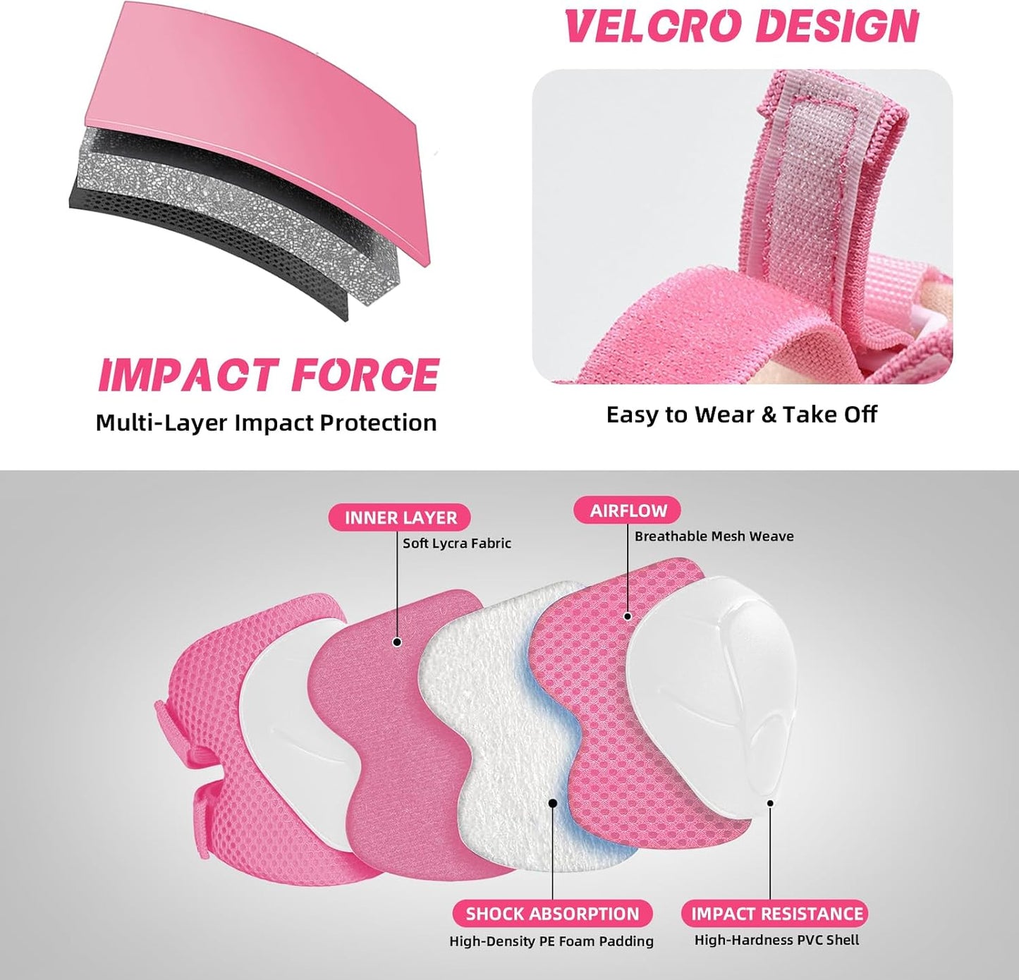 Kids Bike Helmet for Ages 2-14, Adjustable Safety Toddler Helmet with Protective Gear Set, Skateboard Scooter Helmets with Knee Elbow Pads Wrist Guards