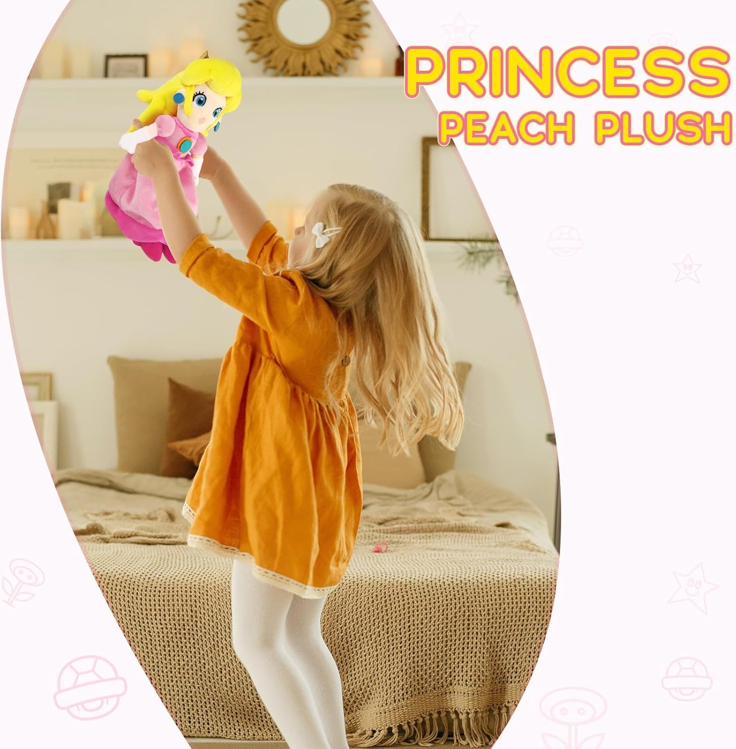Princess Peach Plush Toy - 10 Inch Soft Princess Peach Doll, Plush Toy Stuffed Character Collection, Gift for Kids Girls Movie Fans