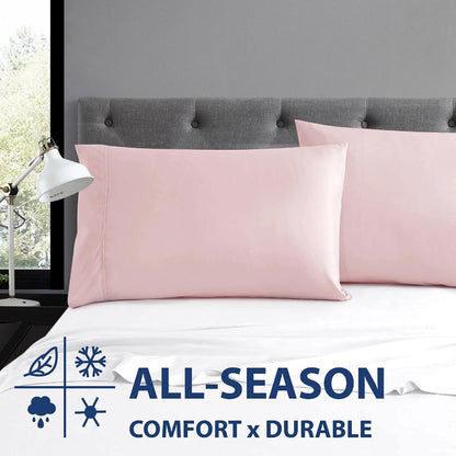 Cathay Home Hospitality 2-Piece Standard Pillowcase Set Hotel Collection - Twin, Twin XL, Full, Queen - Wrinkle & Fade Resistant Double Brushed Ultra Soft Microfiber - Blush, Standard (20" x 30")