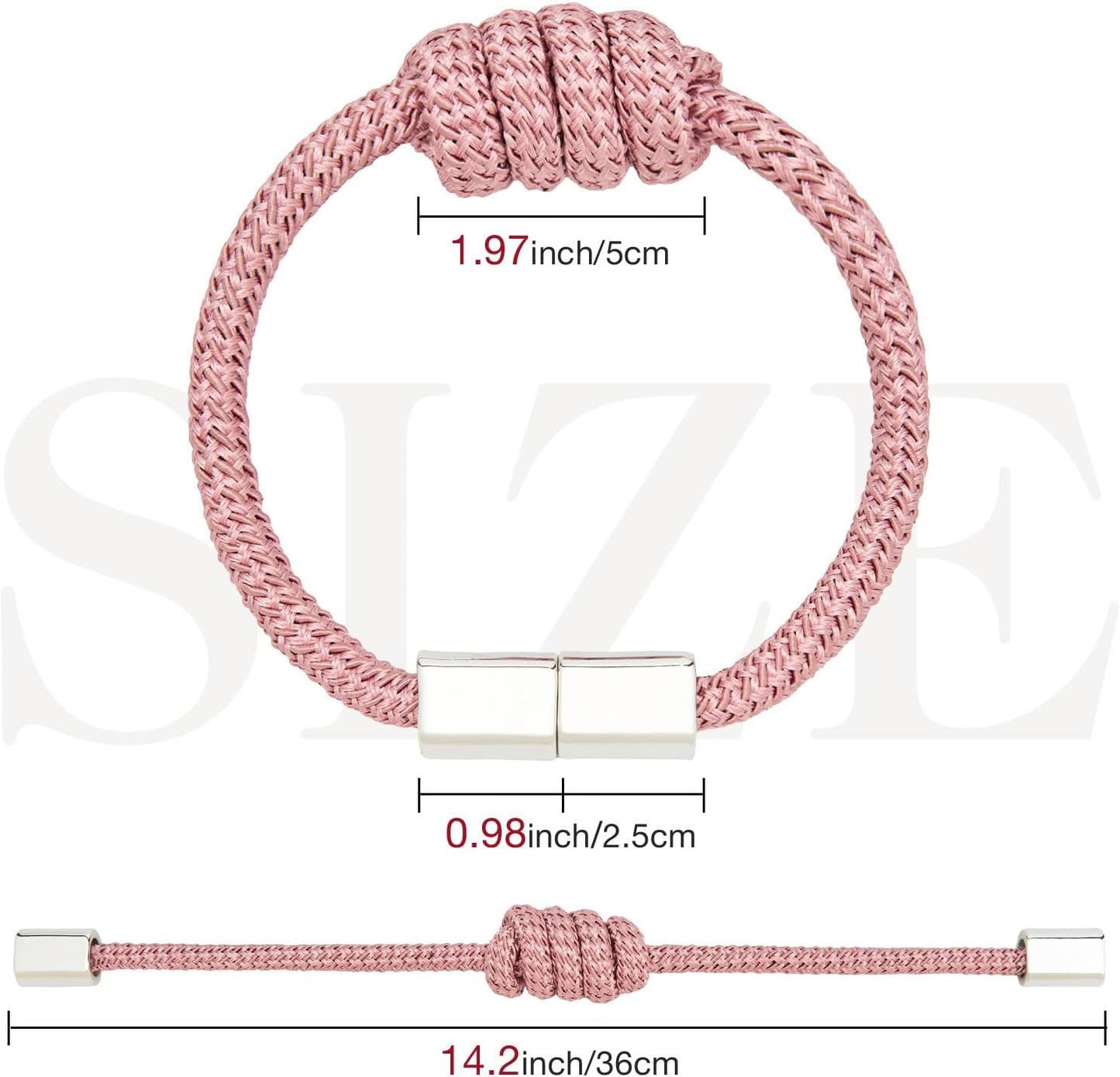 NICEEC 2 Pack Mini Magnetic Curtain Tiebacks Modern Simple Style Drape Tie Backs Elegant Hand Weave Rope Knot Decorative Curtain Holdbacks for Home & Office Window Drapery (Pink)
