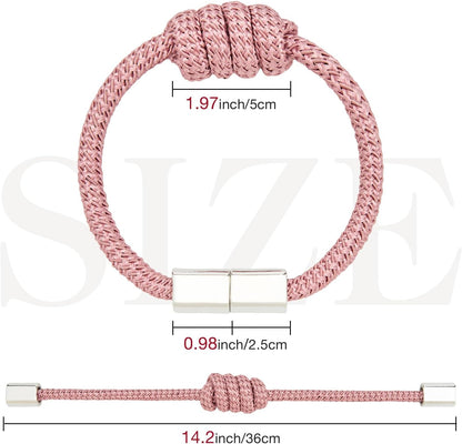 NICEEC 2 Pack Mini Magnetic Curtain Tiebacks Modern Simple Style Drape Tie Backs Elegant Hand Weave Rope Knot Decorative Curtain Holdbacks for Home & Office Window Drapery (Pink)
