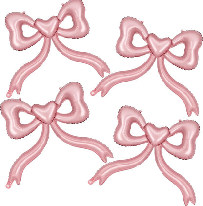 Pink Bow Balloons for Bachelorette Party Decorations - Pink Balloons Bow Theme Princess Birthday Party Decorations Women Girls, Bridal Engagement Wedding Bachelorette Mother's Day Decor Supplies