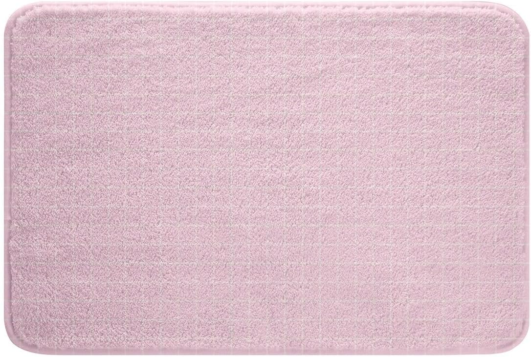 Feelyou Pink Grid Bathroom Rugs Microfiber 16"x24" Buffalo Plaid Checkered Bath Mats Non-Slip White Lines Bathroom Accessories Floor Doormats Soft Door Mat
