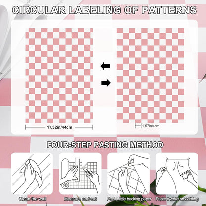 Amiya Checkered Wallpaper Peel and Stick Pink Mosaic Checkerboard Contact Paper 17.3”X120”Modern Self Adhesive Vinyl Removable Wall Paper for Shelf Liner,Classroom,Cabinets,Living Room