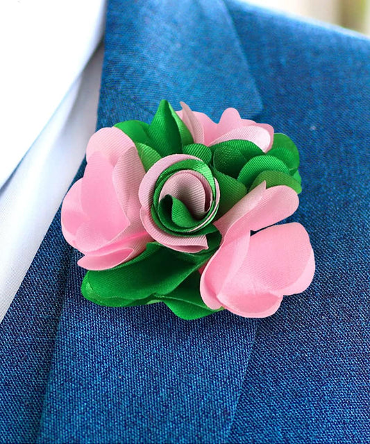 Premium Two-Tone Flower Lapel Pin - Formal Boutonniere for Men, Flower Brooch Pin