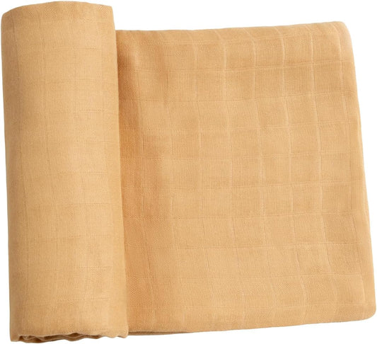 Meracorallo Muslin Swaddle Blanket Silky Soft Receiving Blanket Swaddle Wrap for Baby Boys and Girls, 47 x 47 inches, Yellow