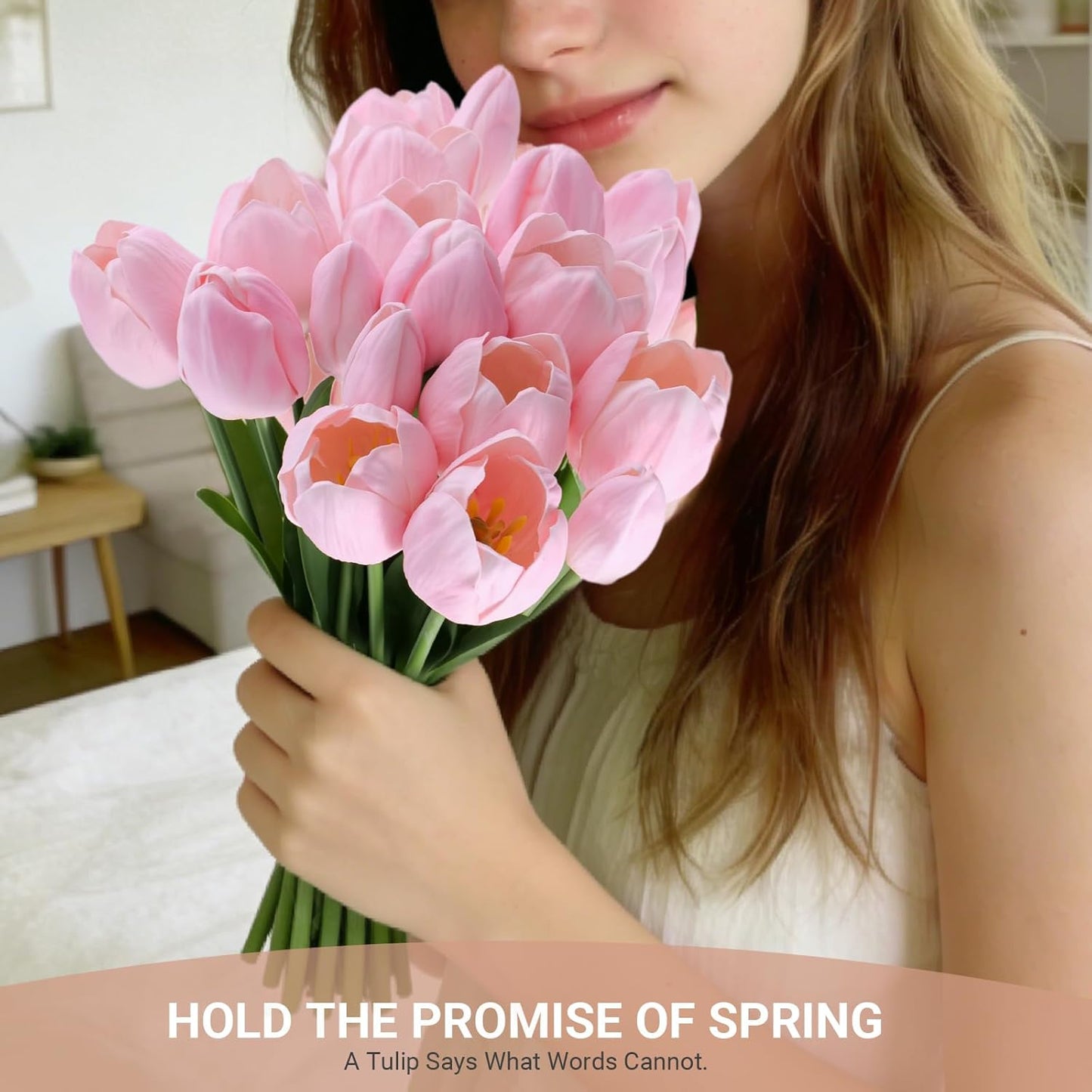 16 inch Fake Tulips Artificial Flowers, 20PCS Real Touch Fakes Tulip Plants for Bridesmaid Bouquet and Wedding Ceremony Festivals Anniversary Bridal Rehearsal Party Bar Table Decor-Pink
