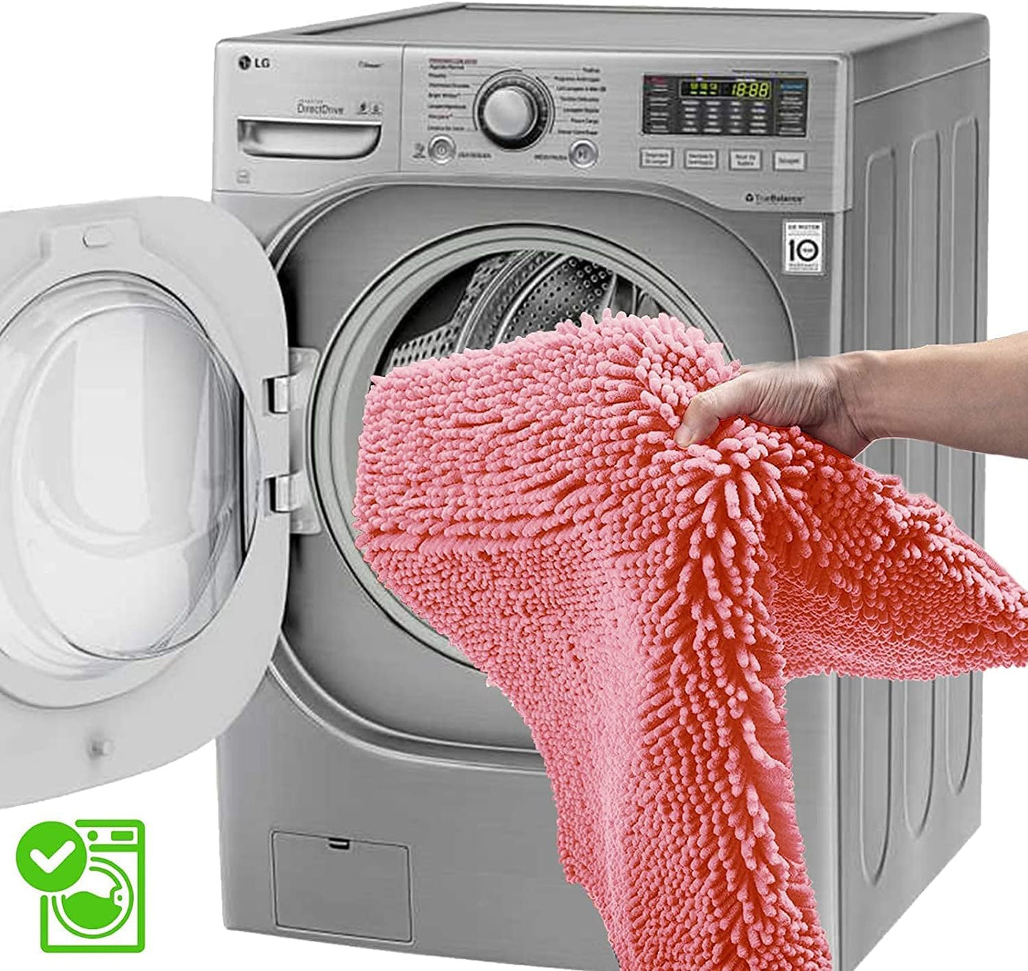 Bathroom Rugs Sets 3 Piece, Pink Extra Soft Absorbent Chenille Bath Rugs, Non Slip Rubber Backing Machine Washable Quick Dry Bath Mats for Bathroom Floor, Tub, Shower, Home Decor Accessories