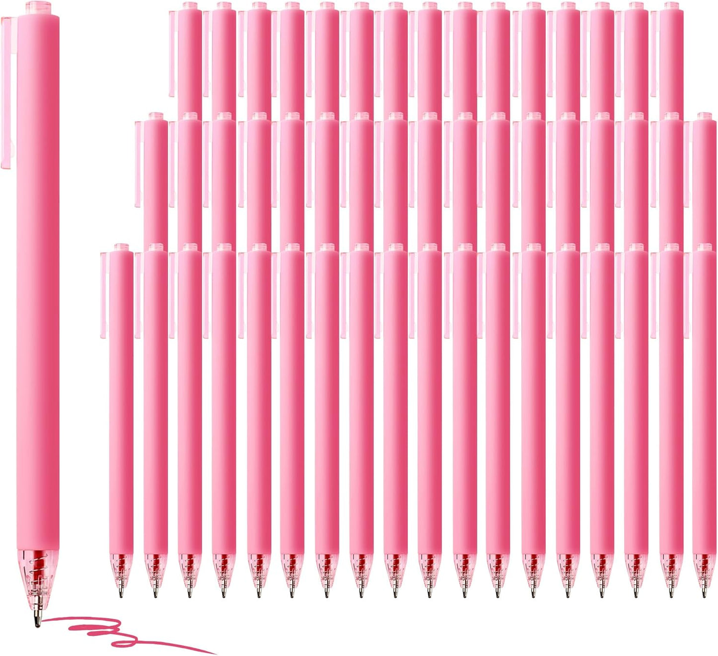 deegtran Pens Bulk, 50 Pack Smooth Pink Ink Ballpoint Pen, Wholesale Retractable Pens, No Bleed Aesthetic Click Pen Medium Point, 1.0MM