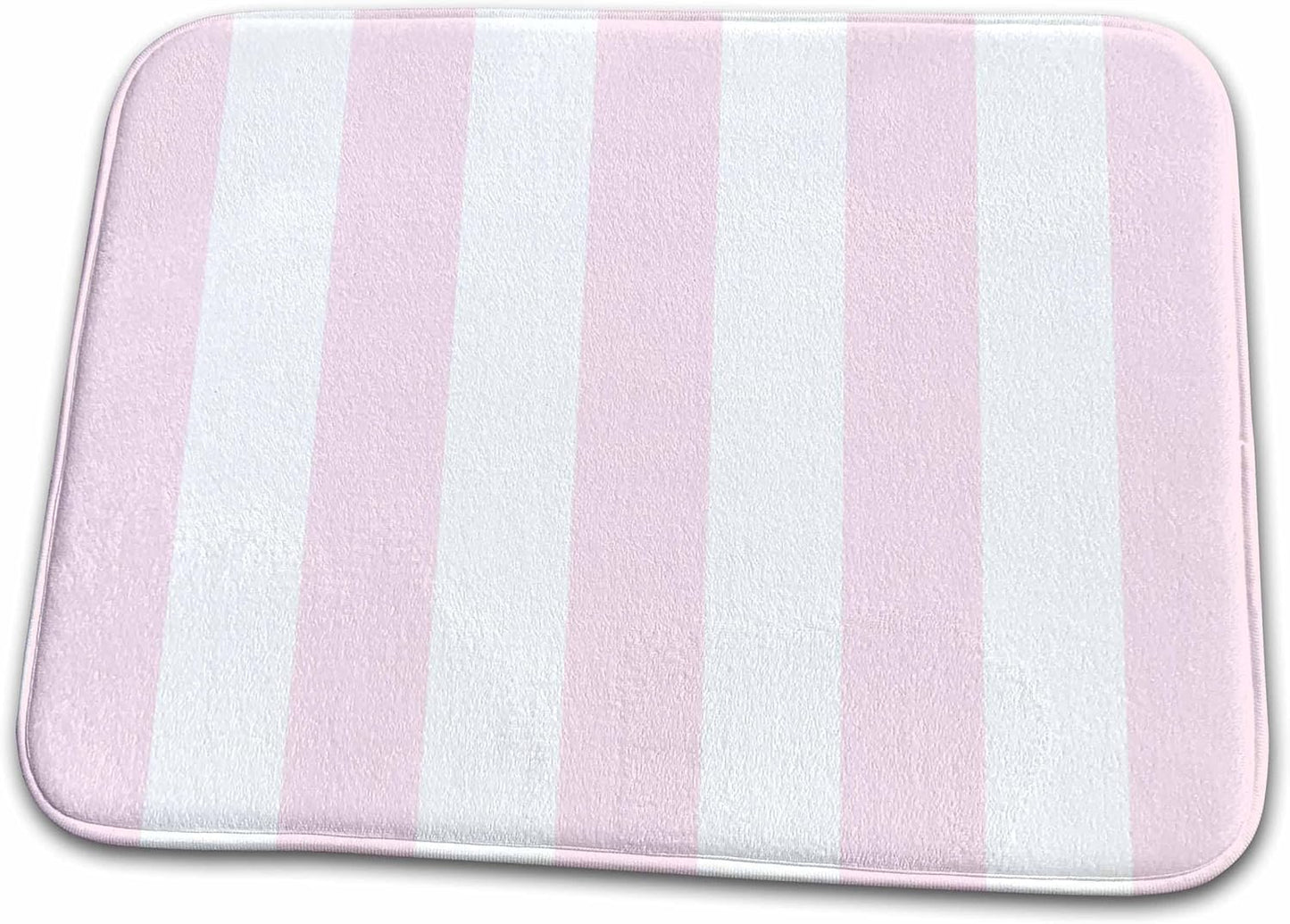 Dish Drying Mat - Pink and White Stripes Pattern - girly vertical striped stripy stripey retro traditional classic Stripe Patterns