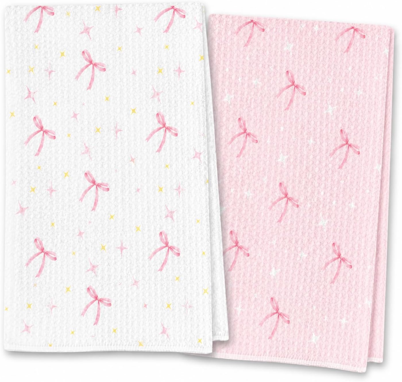 wuguimeii Coquette Pink Bow Decor Towels on Bathroom Kitchen - Pink Hand Towel Bathroom Accessories - Preppy Girly Decorations Dish Tea Towels 16x24 inches