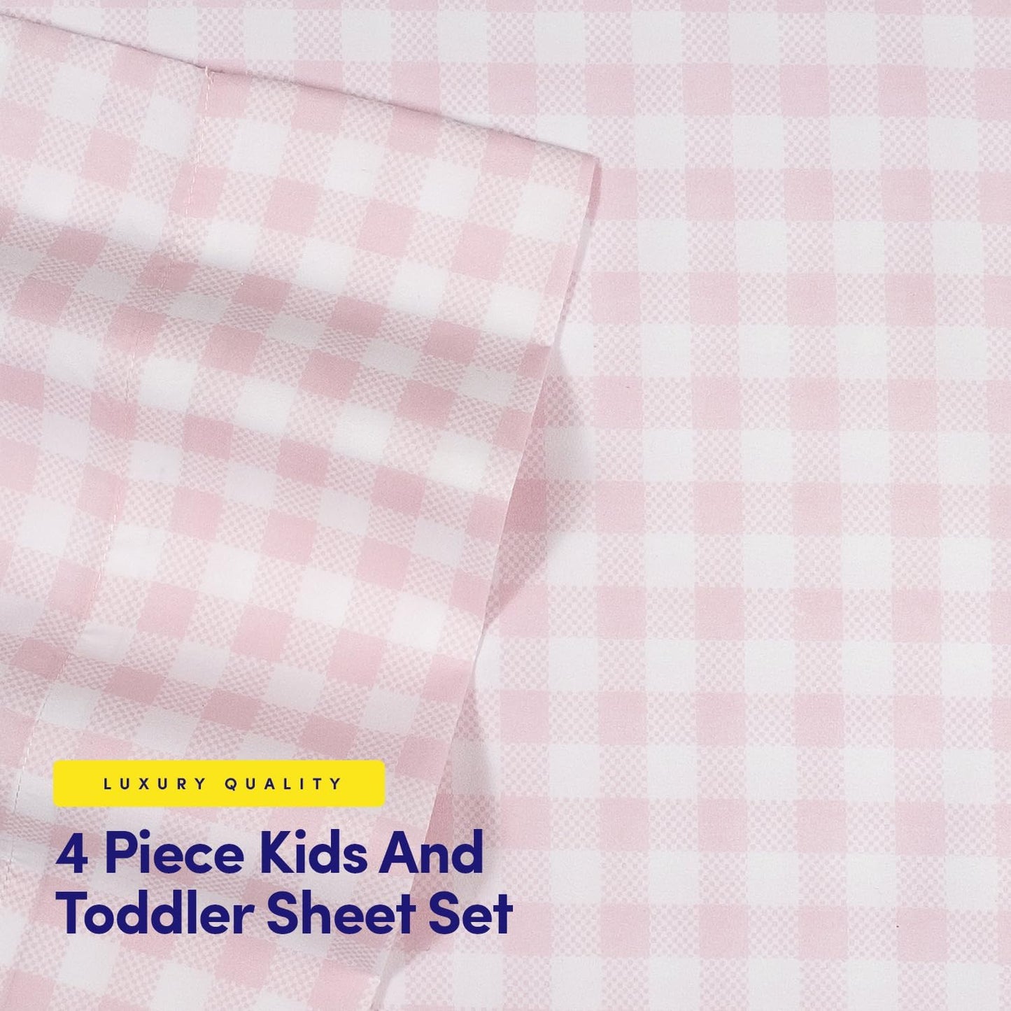 1500 Supreme Kids Bed Sheet Collection - Fun Colorful and Comfortable Boys and Girls Toddler Sheet Sets - Deep Pocket Wrinkle Free Soft and Cozy Bedding - Full, Pink Gingham