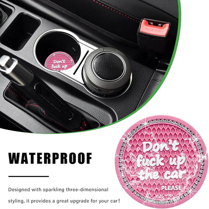 Ziciner 2 Pack Bling Car Cup Holder Coaster, 2.75 Inch Anti-Slip Auto Insert Cup Coaster, Crystal Car Drink Cup Mat Perfect for Women Girls, Universal Interior Decor Accessories (Pink)