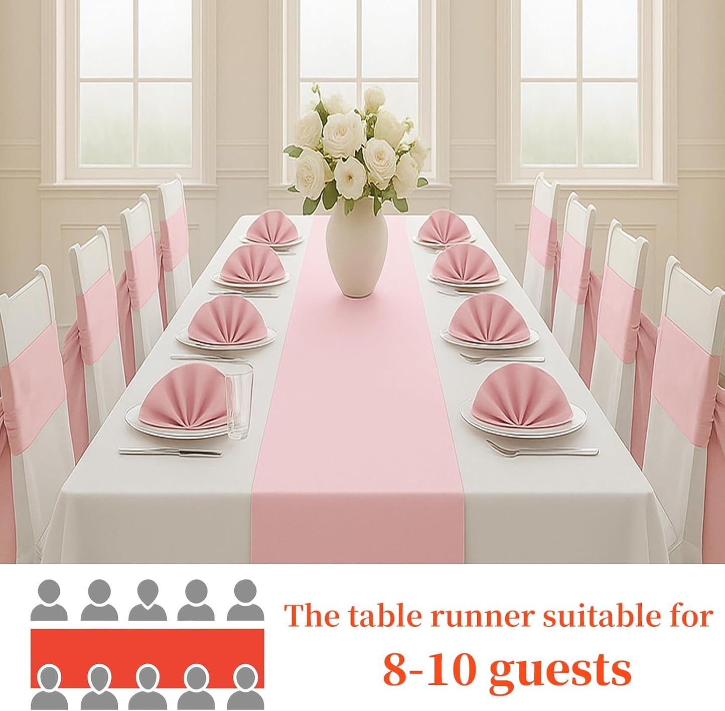 Q&J Fabric Co 2 Packs Satin Table Runners, 12x108 Inches Long, Silk-Like Smooth Pink Satin Table Decor for Festive Christmas Thanksgiving Wedding Birthday Party Banquets Decorations