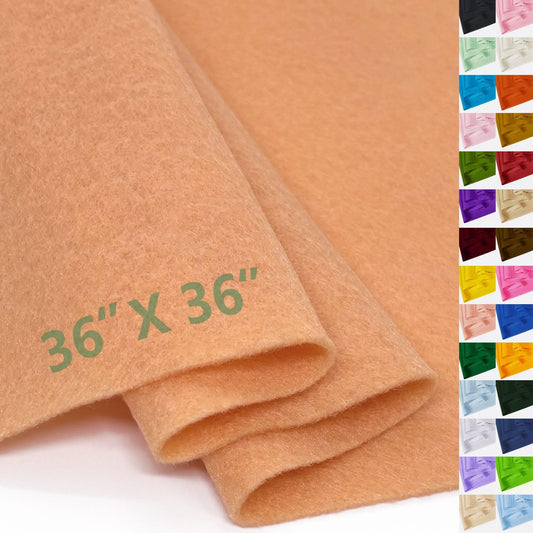 Peach Felt Fabric 36" X 36"(1 Square Yard), 1.6mm Thick Soft and Durable Flexible Craft Acrylic Felt by The Yard for Sewing DIY Art Craft Project Decorations
