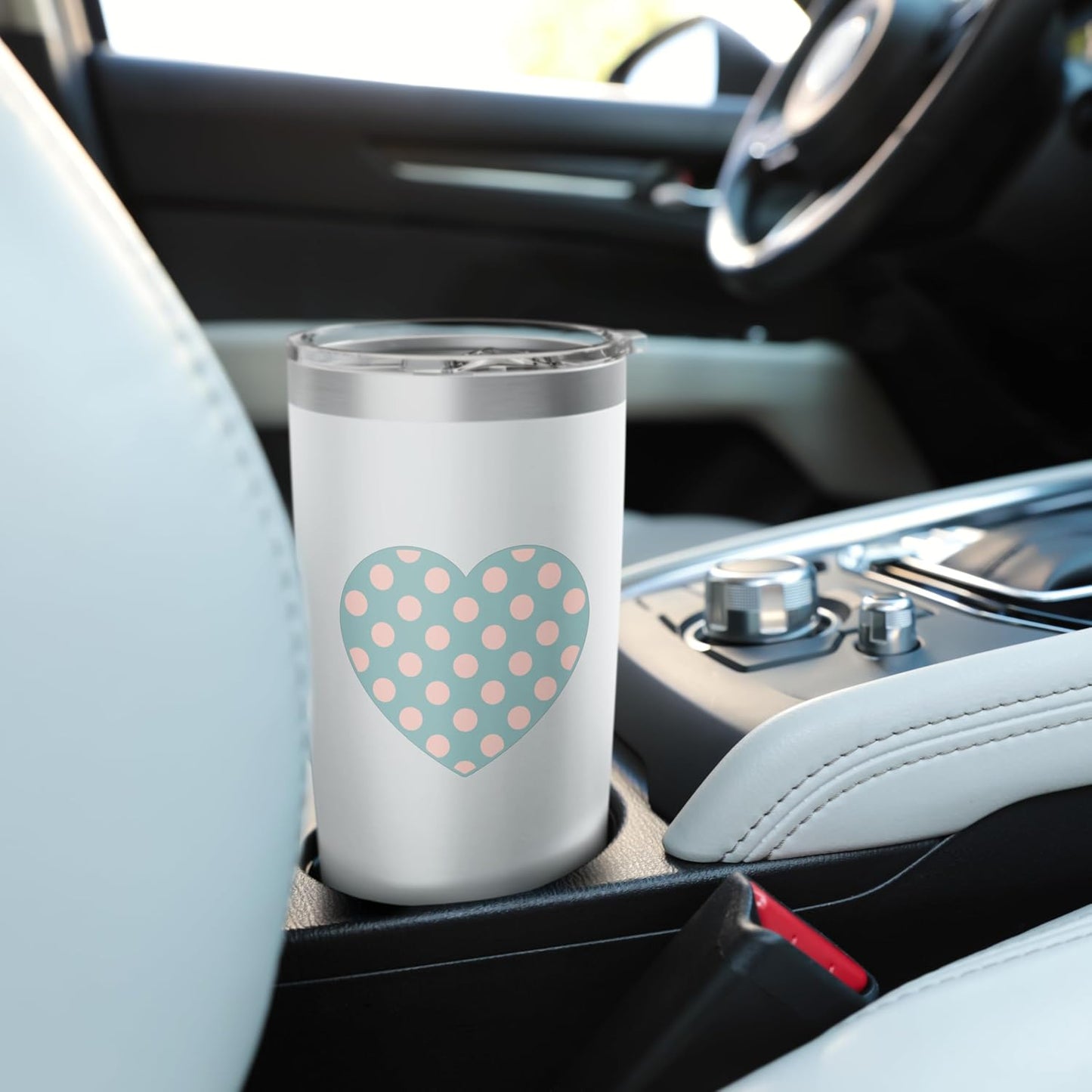 Cute Dusty Teal and Peach Pink Polka Dot Aesthetic Pattern Stainless Steel Insulated Tumbler