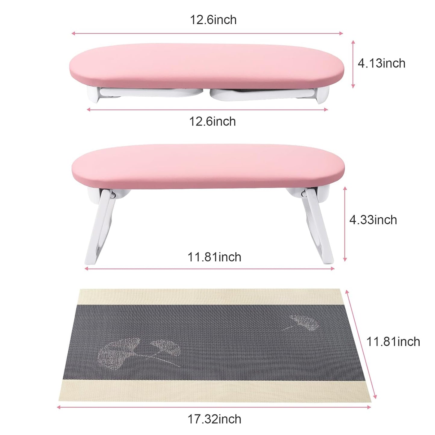 Subay Nail Arm Rest, Foldable PU Leather Manicure Hand Rest for Acrylic Nails Cushion Hand Holder, Nail Arm Rest Pillow Nail Art Tool for Nails Tech Manicure Pedicure Salon Home Use - Pink