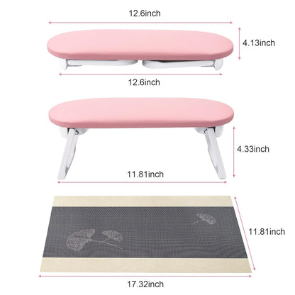 Subay Nail Arm Rest, Foldable PU Leather Manicure Hand Rest for Acrylic Nails Cushion Hand Holder, Nail Arm Rest Pillow Nail Art Tool for Nails Tech Manicure Pedicure Salon Home Use - Pink