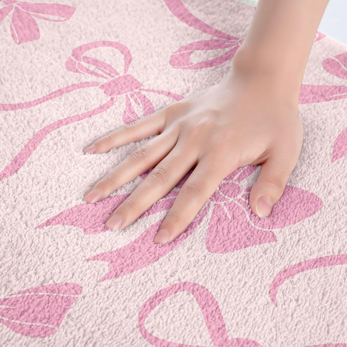 Feelyou Bow Bathroom Rugs Cute Bowknot Bath Mats Pink Peach Bathroom Accessories Floor Doormats 16"x24" Soft Microfiber
