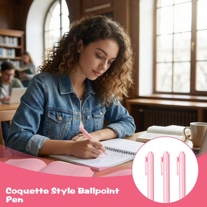 25 Pcs Pink Ballpoint Pens Bulk Retractable Aesthetic Writing Pens with Black Ink (1 mm Fine Point), Smooth & Comfortable for Back to School, Office, Teacher Classroom Rewards, Bridal Gifts for Women