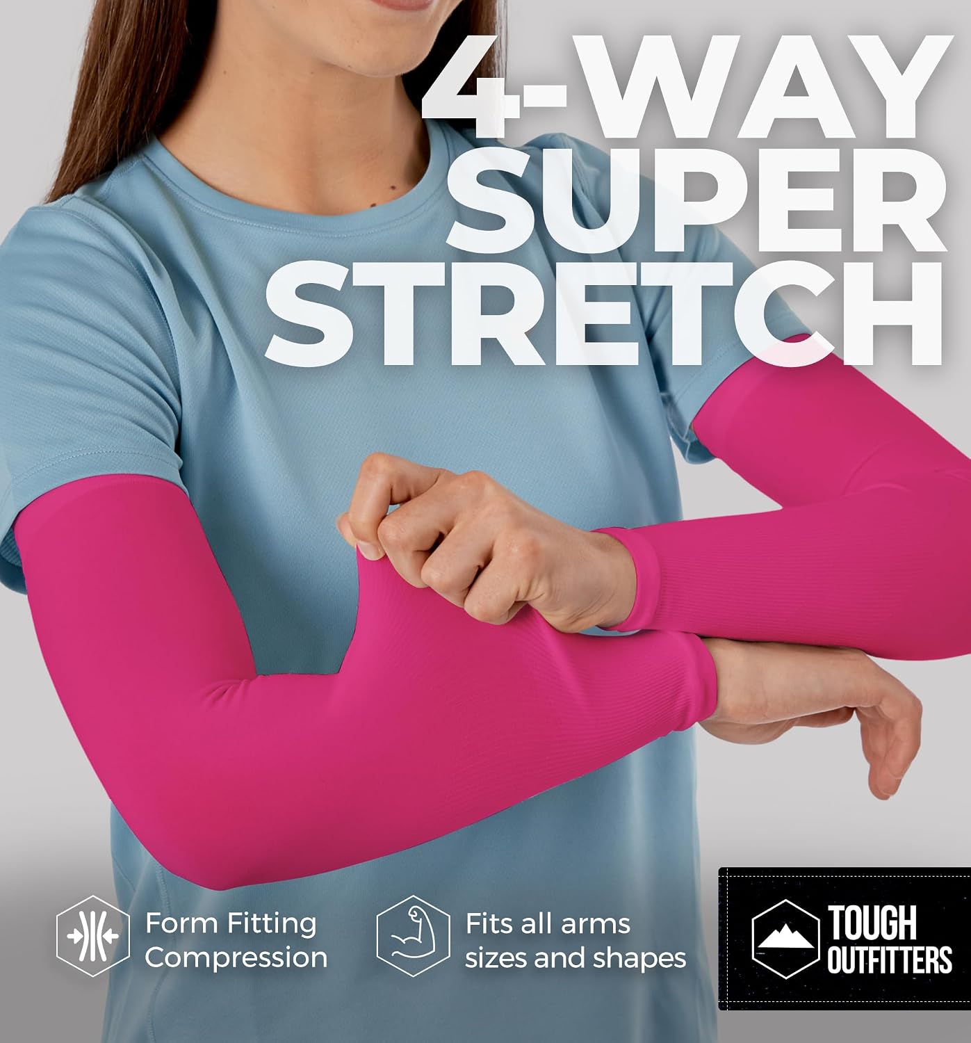 Tough Outdoors UV Arm Sleeves for Men Women - Sun Protection Sleeves - Compression Golf Baseball Cooling Tattoo Arm Sleeve