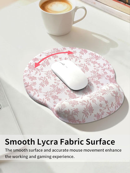 Seorsok Cute Sage Pink Floral Mouse Pad with Gel Wrist Support Mouse Pad,Ergonomic Aesthetic,Comfort Mousepad for Office Work Computer,Pain Relief Mousepad with Non-Slip Silicone Base,Blooming Flower