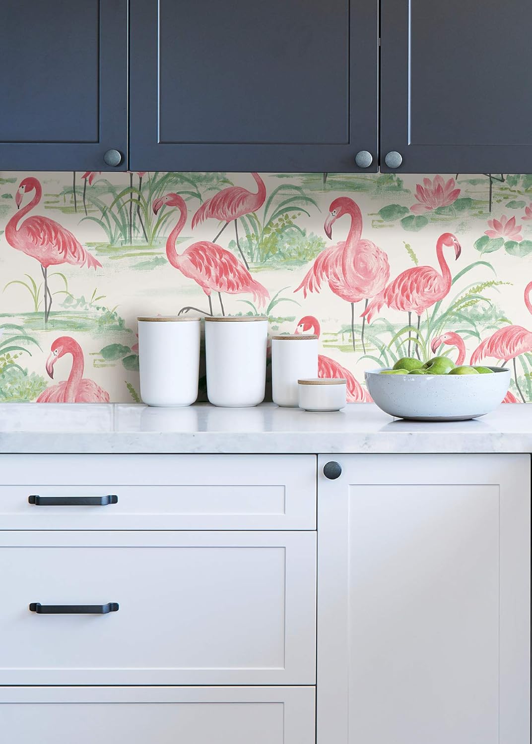 NuWallpaper, Flamingo Beach Peel & Stick Wallpaper, Pink, Tropical, Self-Adhesive, 20.5-in x 18-ft