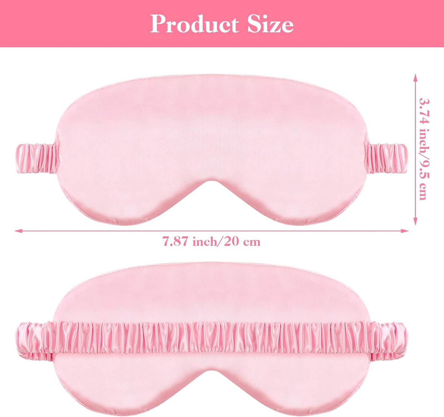 2 Pack Sleep Mask Silk Eye Mask Cover for Sleeping, Soft Satin Blindfold with Elastic Strap, Blocks Light and Reduces Puffy Eyes, Comfortable Night Sleeping Mask for Women Men (Black&Pink)