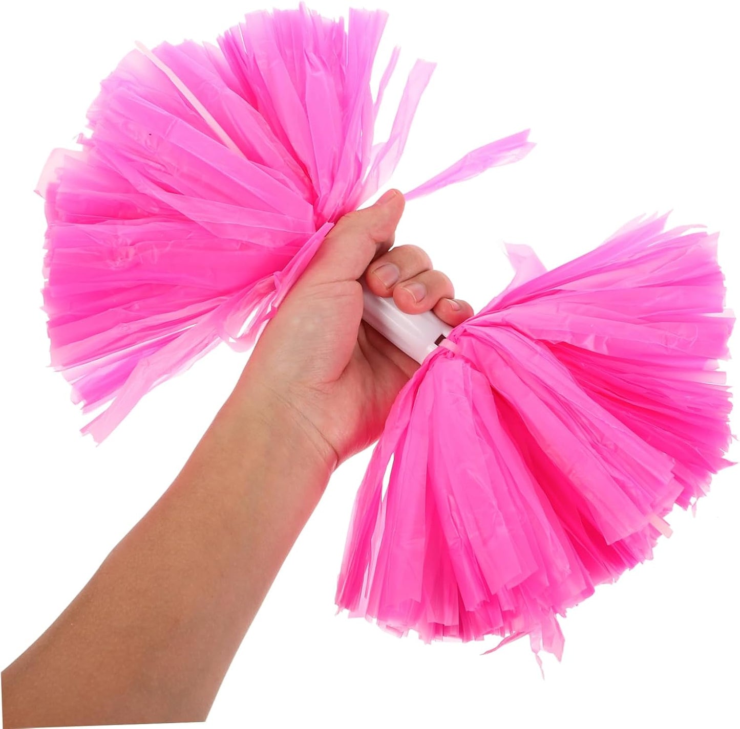 LIOOBO 2pcs Pink Cheerleading Pom Poms with Handle Bright Color Durable Design for Games Team Dance and Celebrations Eye-catching Cheer Items for All Ages
