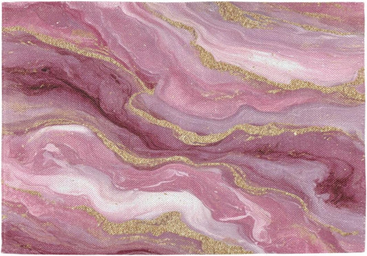 ALAZA Pink Gilded Marble Pattern 1 PC Placemats Rectangle Table Mat for Dining Table Restaurant Kitchen Home Decor, 12" x 18"