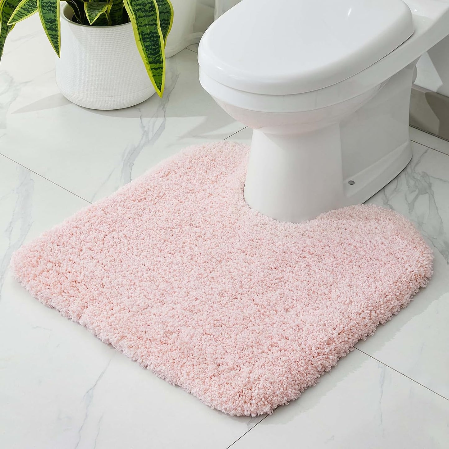 Disolla Toilet Rug U Shaped Pink 23x24 Machine Washable Non Slip Toilet Floor Mat Soft Plush Contour Rug for Bathroom Floor