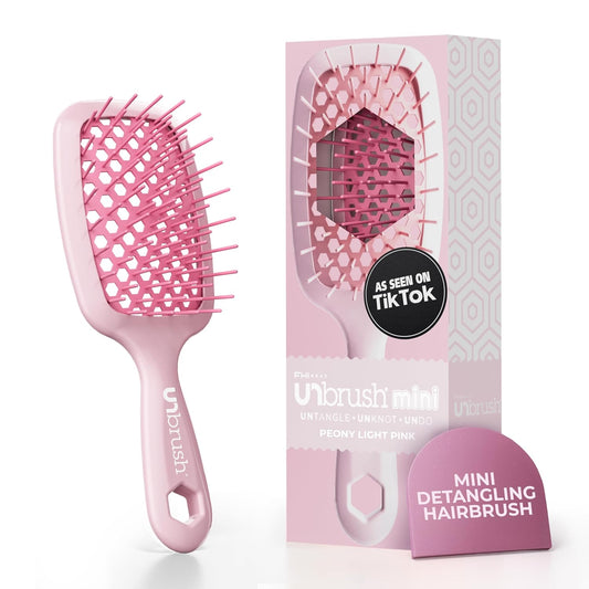 FHI Heat UNbrush Mini Detangler Brush for Pain-Free Brushing on All Wet or Dry Hair Types — Durable Duoflex Anti-Static Bristles, Lightweight Handle, Vented Mini Hair Brush