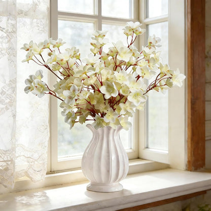 Tinsow Artificial Cherry Blossom Peach Flowers Cream White Spring Flowers for Spring Table Centerpiece Wedding Home Decor (6, Ivory)