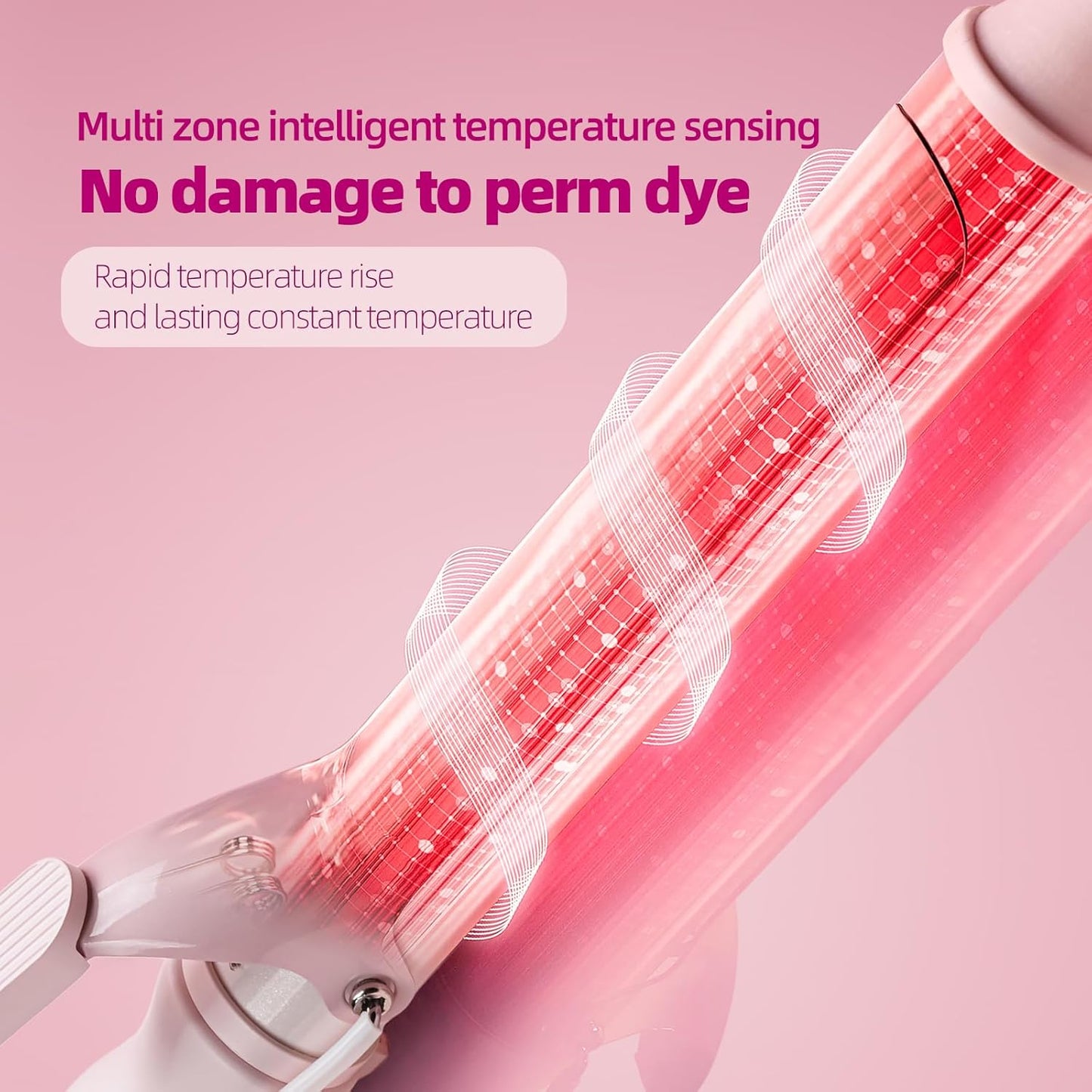 SVEY Double Ceramic 1 1/4 Inch Curling Iron, 1.25 Inch Barrel for Loose Curls, Hair Curler for Medium and Long Hair, Pink.