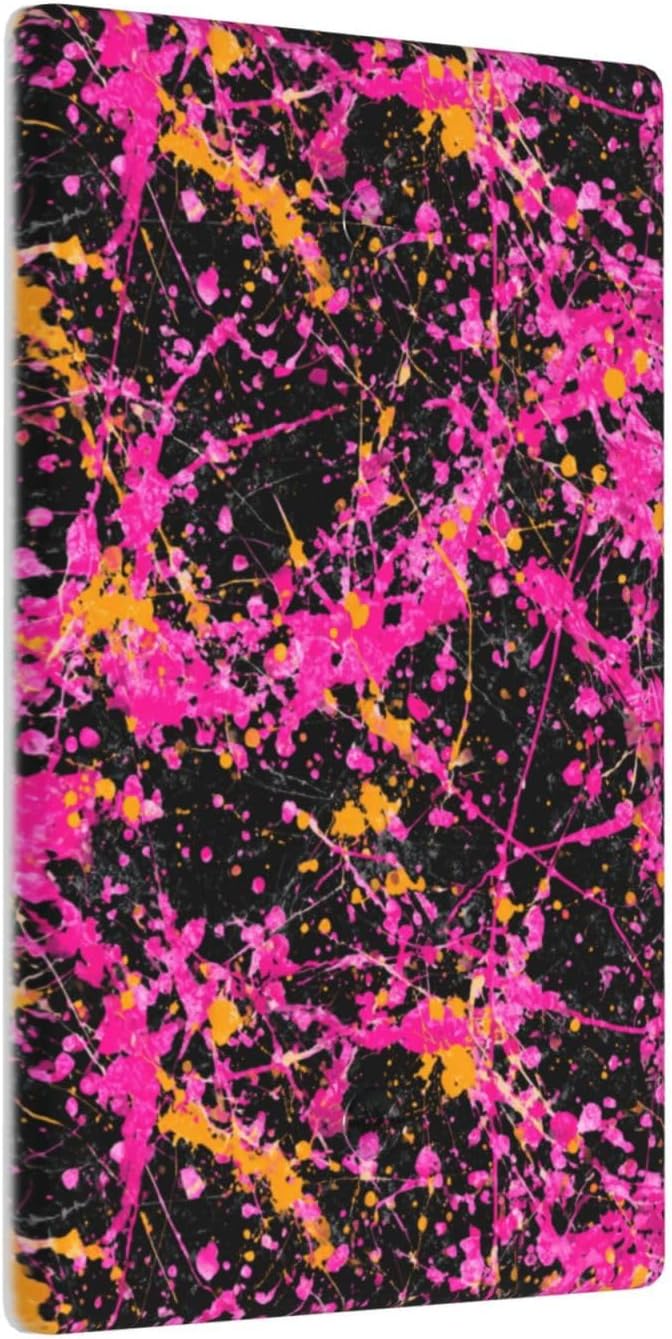 Neon Pink Abstract Paint Splatter Single Toggle Blank Wall Plate Light Switch Cover Decorative 1 Gang For Kitchen Room Bathroom Size 4.5" X 2.75"