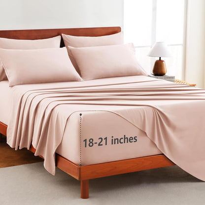 CozyLux Extra Deep Pocket Queen Sheet Set - 6 Piece Microfiber Queen Size Sheets, Fits Mattress up to 21", Oeko-TEX Certified, Breathable Bedroom Decor Bedding, Easy & Secure Fit, Dusty Blush