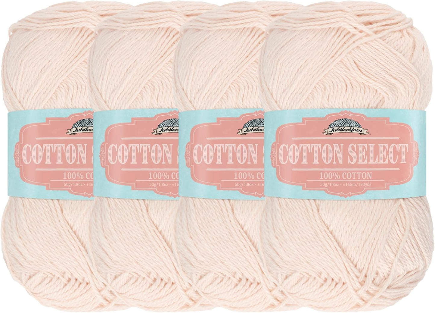 JubileeYarn Cotton Select Yarn - 50g/Skein Sport Weight - Blushed Peach - 4 Skeins