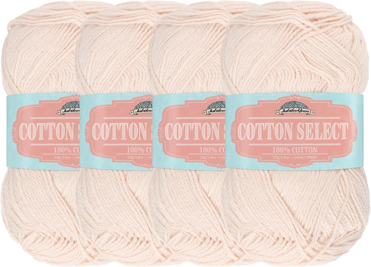 JubileeYarn Cotton Select Yarn - 50g/Skein Sport Weight - Blushed Peach - 4 Skeins