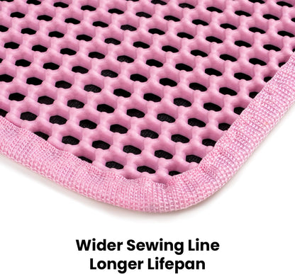 Cat Litter Mat New Size 23.6"x14.6" for Small Spaces, Upgrade Super Waterproof Back Layer Litter Box Mat, Non Slip, Durable, Soft on Paws Kitty Trapping Matt, Pink