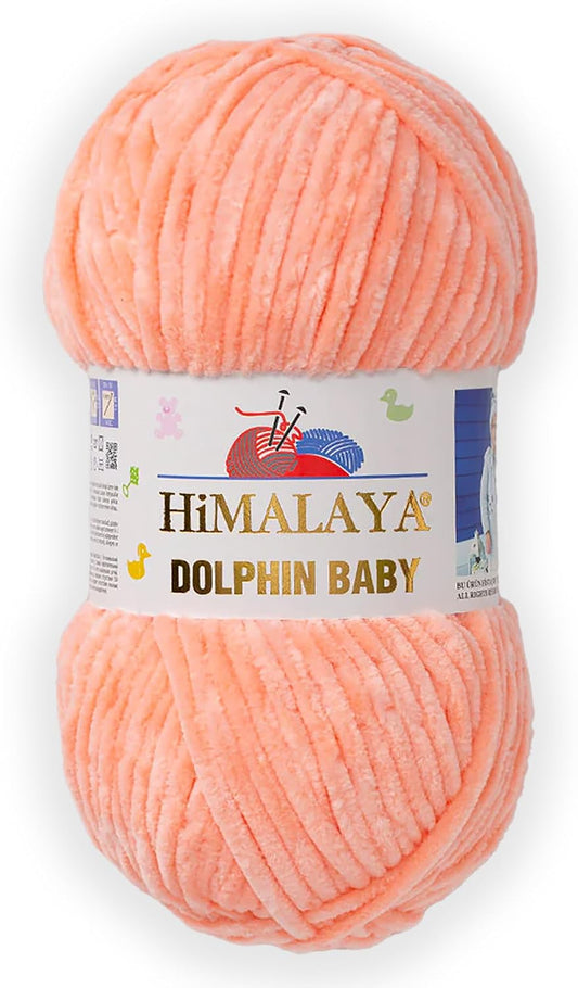 1 Skein/Pack Himalaya Dolphin Baby Chenille Yarn, Each Ball 100 gr (3.5 oz), 120 m (132 Yards), 100% Polyester, Super Bulky Baby Blanket Velvet Amigurumi Yarn, 80323 - Salmon