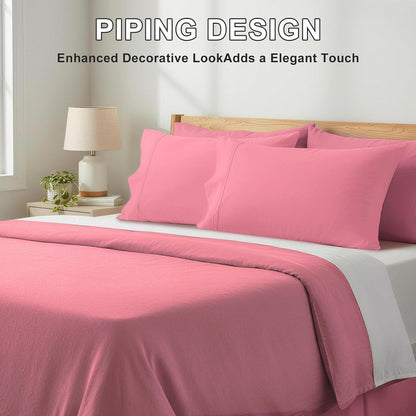 Lirex Standard Size Pillow Cases Set of 2, 100% Cotton Sateen, Breathable, Cooling, Soft for Quality Sleep, Pillow Covers with Envelope Closure, 20" x 26", Mauve Pink