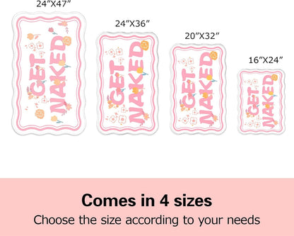 Get Naked Bath Mat, Scalloped Pink Ultra Thin Soft Non Slip Absorbent Machine Washable Bathroom Rugs, Large Quick Dry Low Pile Fluffy Cute Funny Bath Rugs for Bathroom Floor