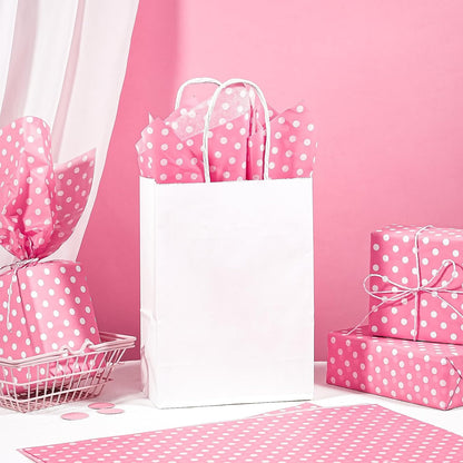 WRAPAHOLIC Polka Dots Wrapping Tissue Paper - 30 Sheets 14 x 20 Inch Pink Polka Dots Tissue Paper Bulk for Birthday, Christmas, Wedding, Baby Shower, Art Craft, Party Favor