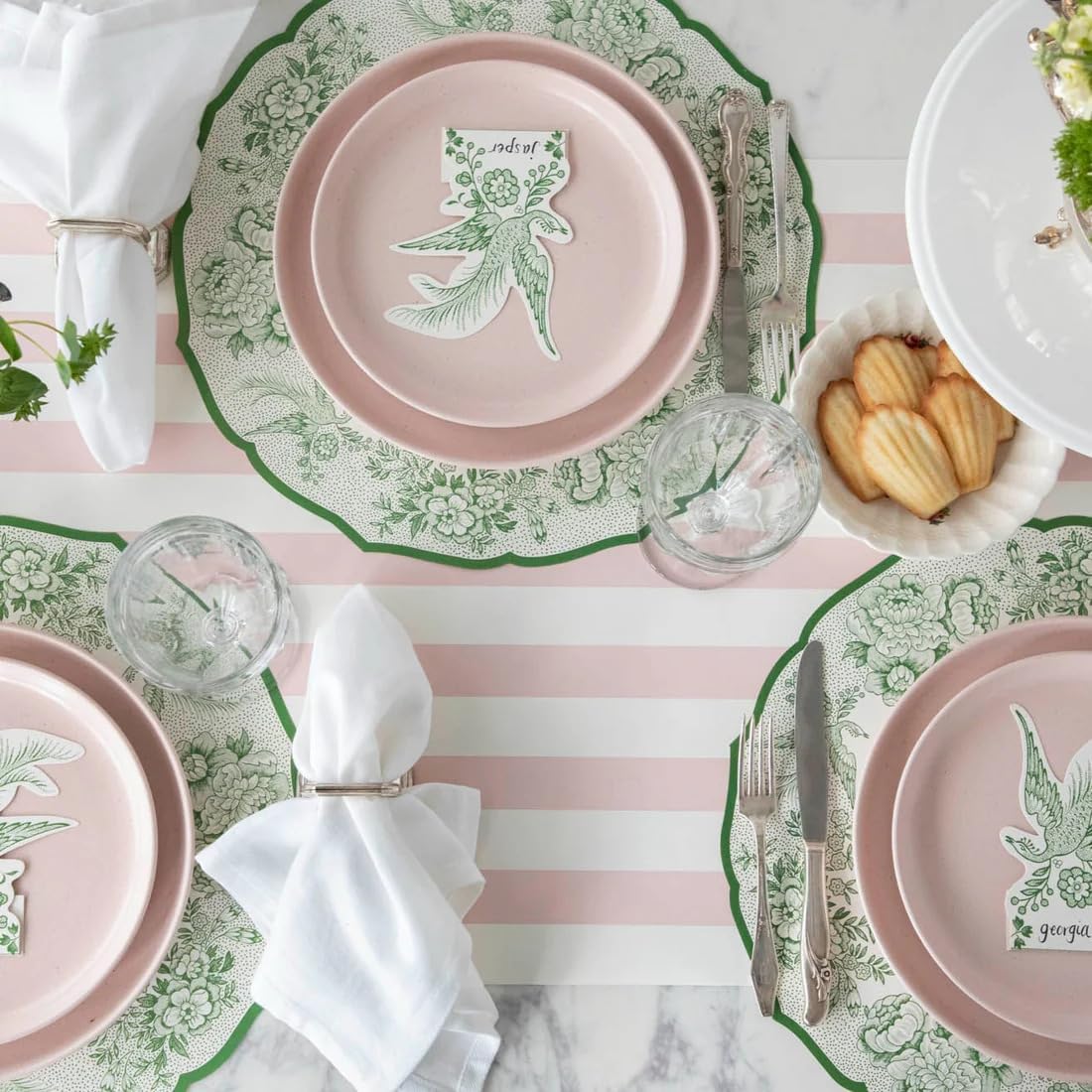 Striped Table Runner - Pink Paper Table Runner for Patries or Weddings - American Made
