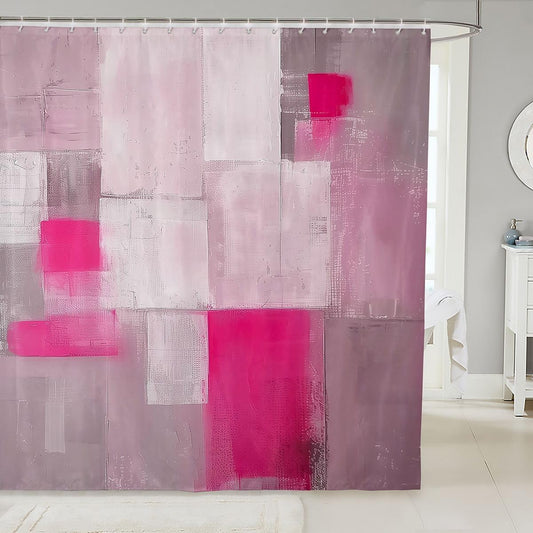 jejeloiu Abstract Shower Curtain for Bathroom Decor Pink Ombre Bath Curtain Modern Art Bathroom Accessories Luxury Waterproof Polyester Fabric for Stalls Bathtubs 72"x72"