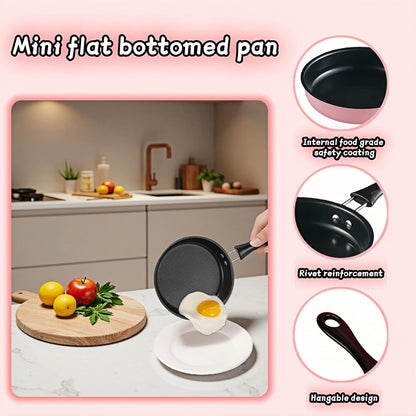 4.7 Inch Mini Non-Stick Skillet - 5-Layer Coating, Dishwasher Safe, Induction & Gas Compatible - Perfect for Camping, RV, Omelets, Pancakes & Healthy Cooking (Pink)