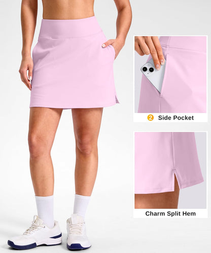 SANTINY 14"/16" Skorts for Women with 3 Pockets High Waisted Casual Golf Skort Pickleball Athletic Tennis Skirt