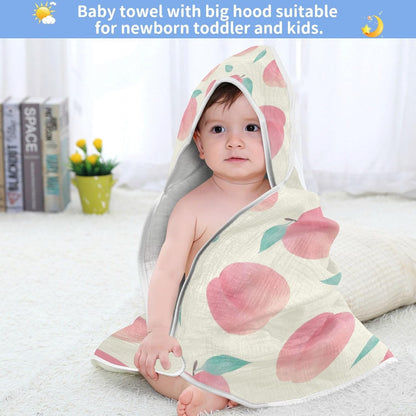 YETTASBIN Peach Baby Towel, Ultra Soft Absorbent Cotton Baby Hooded Bath Towel for Newborn Baby Boy Girl, Toddler, Infant Registry Gift - 30 x 30 Inch