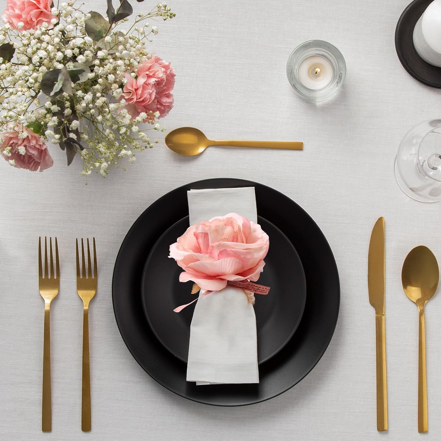 10PCS Flower Napkin Rings, Pink Rose Floral Napkin Holders Table with Imitation Pearls for Wedding Party Dinner Birthday Table Serviette Buckles Decor